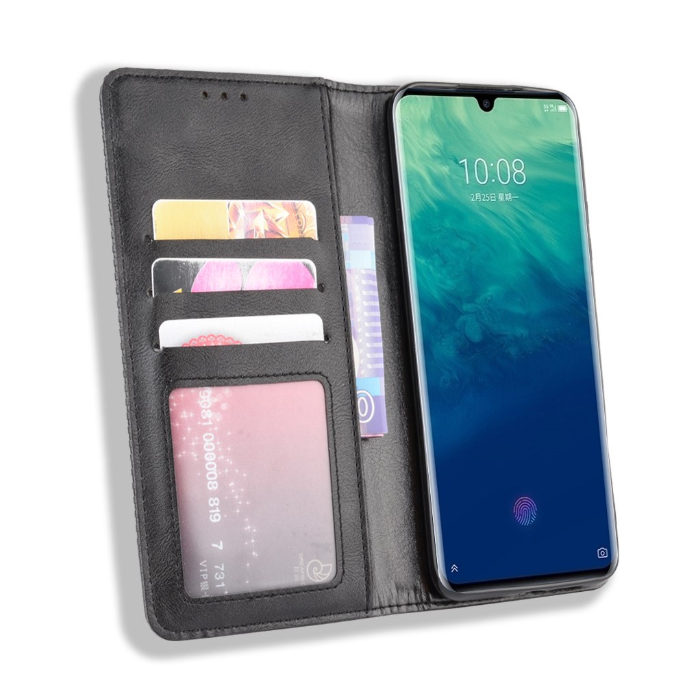 Vintage Style Wallet Leather Stand Case for ZTE Axon 10 Pro/Axon 10 Pro 5G/A2020 Pro - Black-5