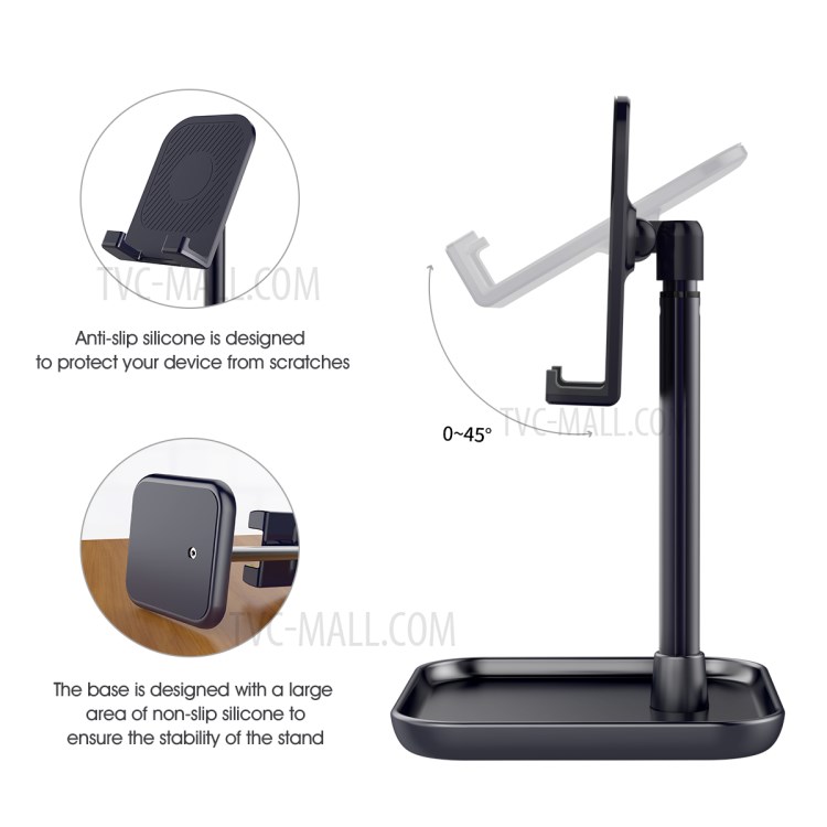 LICHEERS LC-227 Telescópica Suporte De Mesa Para Smartphones E Comprimidos - Azul Escuro-5