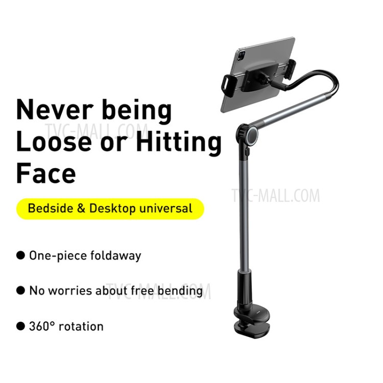 BASEUS Flexible Lazy Bracket Clamp Long Arms Mount Holder for 4.7-12.9 inches Smartphone and Tablet - Dark Grey-2