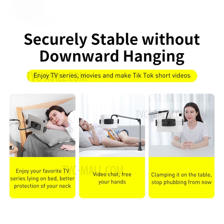 BASEUS Flexible Lazy Bracket Clamp Long Arms Mount Holder for 4.7-12.9 inches Smartphone and Tablet - Dark Grey-3
