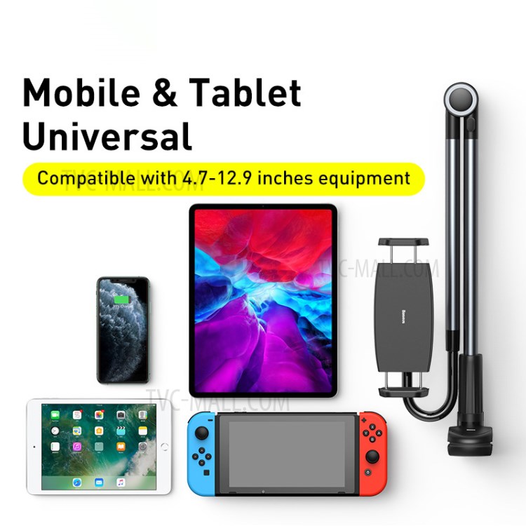 BASEUS Flexible Lazy Bracket Clamp Long Arms Mount Holder for 4.7-12.9 inches Smartphone and Tablet - Dark Grey-7
