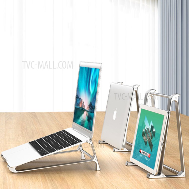 Aluminum Alloy Laptop Stand Desktop Cooling Vertical Storage Bracket - Silver-2