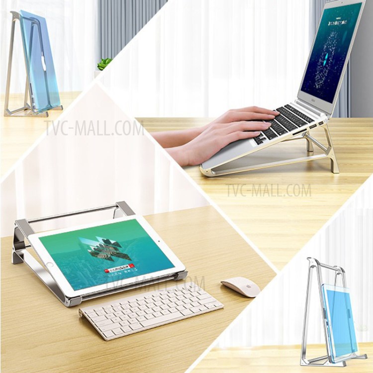 Aluminum Alloy Laptop Stand Desktop Cooling Vertical Storage Bracket - Silver-4