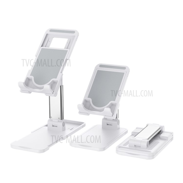 Universal Mobile Phone Tablet Desktop Lifting Bracket Retractable Folding Stand - White-1