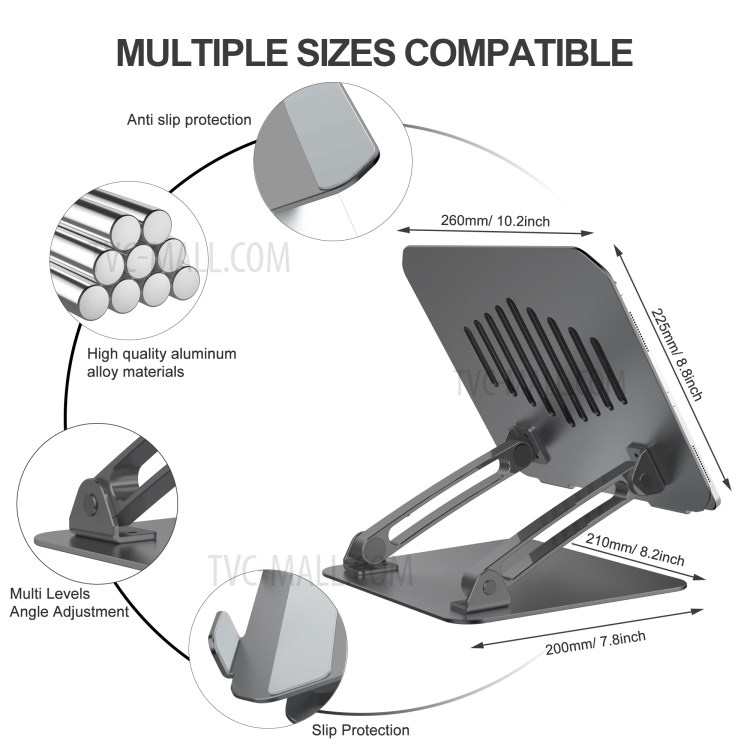 Support De Réglage Multi-angle NB001 Tablette Portable Universel Bureau - Noir-6