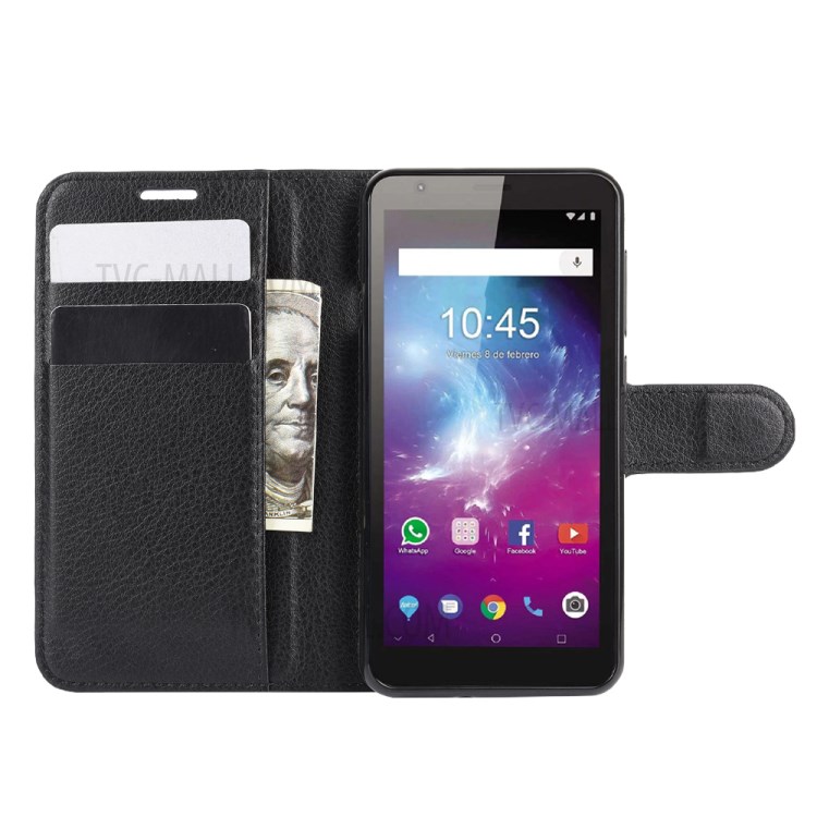 Litchi Texture Wallet Stand Leather Case Cover for ZTE A3 Lite - Black-4