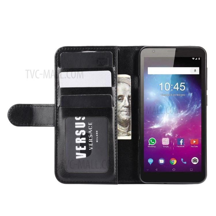 Crazy Horse Wallet Stand Leather Protective Case for ZTE A3 Lite - Black-6