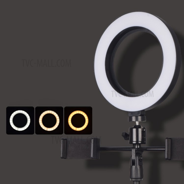 6-Inch Dimmable LED Ring Light Makeup Video Ring Lamp Photography with Phone Holder Clip-4