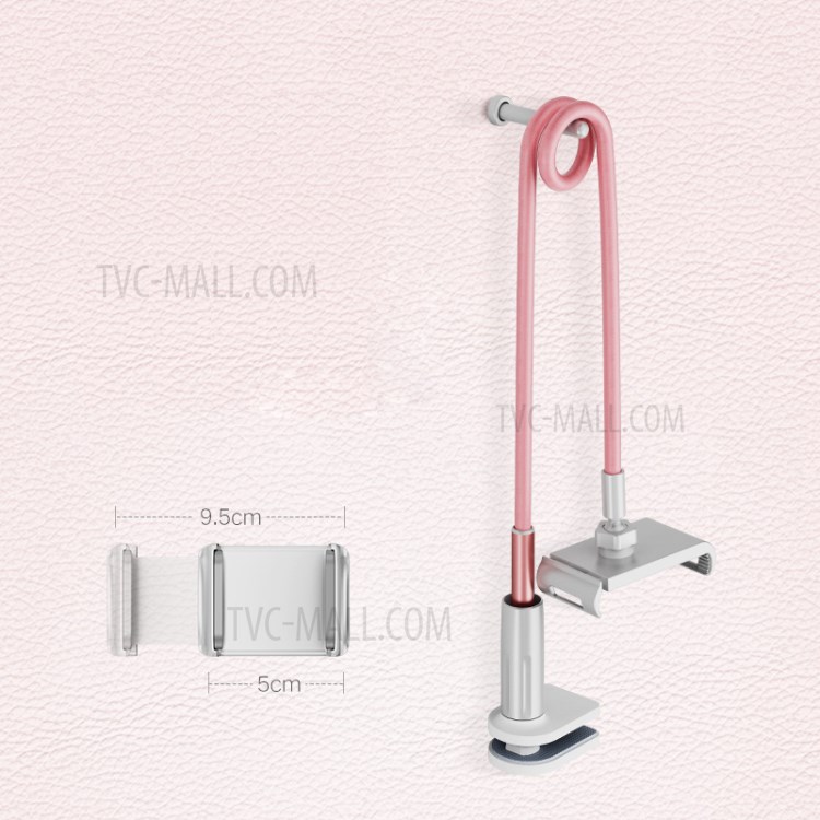 Clip-on Base Mobile Phone Flexible Hose Lazy Bracket Stand - Pink-1