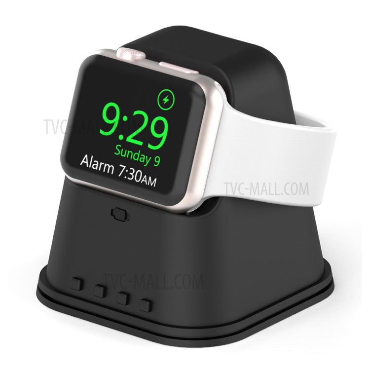 AJGJZJ003 Silicone Charging Stand Support Nightstand Mode for Apple Watch Series 5/4/3/2/1 - Black-1