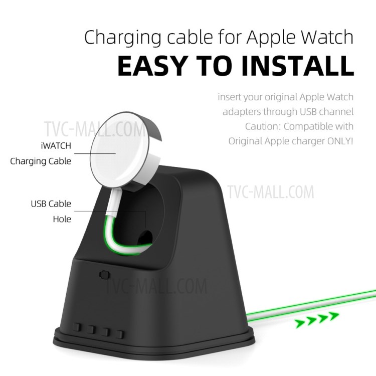 AJGJZJ003 Silicone Charging Stand Support Nightstand Mode for Apple Watch Series 5/4/3/2/1 - Black-3