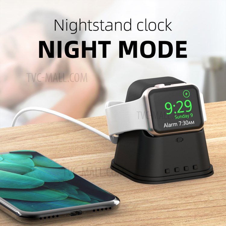 AJGJZJ003 Silicone Charging Stand Support Nightstand Mode for Apple Watch Series 5/4/3/2/1 - Black-7