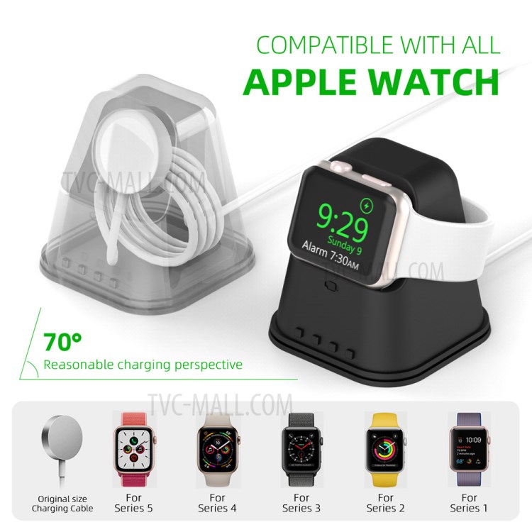 AJGJZJ003 Silicone Charging Stand Support Nightstand Mode for Apple Watch Series 5/4/3/2/1 - Black-8