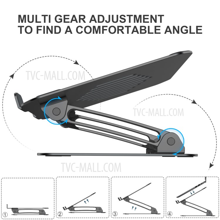 LENUO DL-201 Laptop Notebook Cooling Stand Multi Gear Adjustment - Black-2