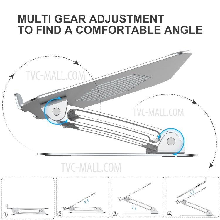 LENUO DL-201 Laptop Notebook Cooling Stand Multi Gear Adjustment - Silver-2