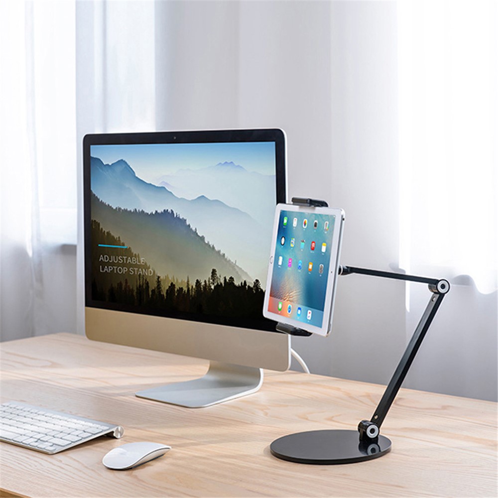 Aluminum Mobile Phone Long Arm Rotation 4.7-12.9 inch iPhone iPad Adjustable PC Laptop Computer Stand - Black-10