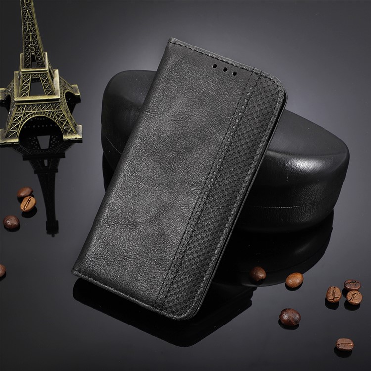 Cubierta Retro de Cuero Retro Absorbida Automáticamente Con Protector de Billetera de Soporte Para ZTE Blade 20 / Zmax 10 / Z6250 - Negro