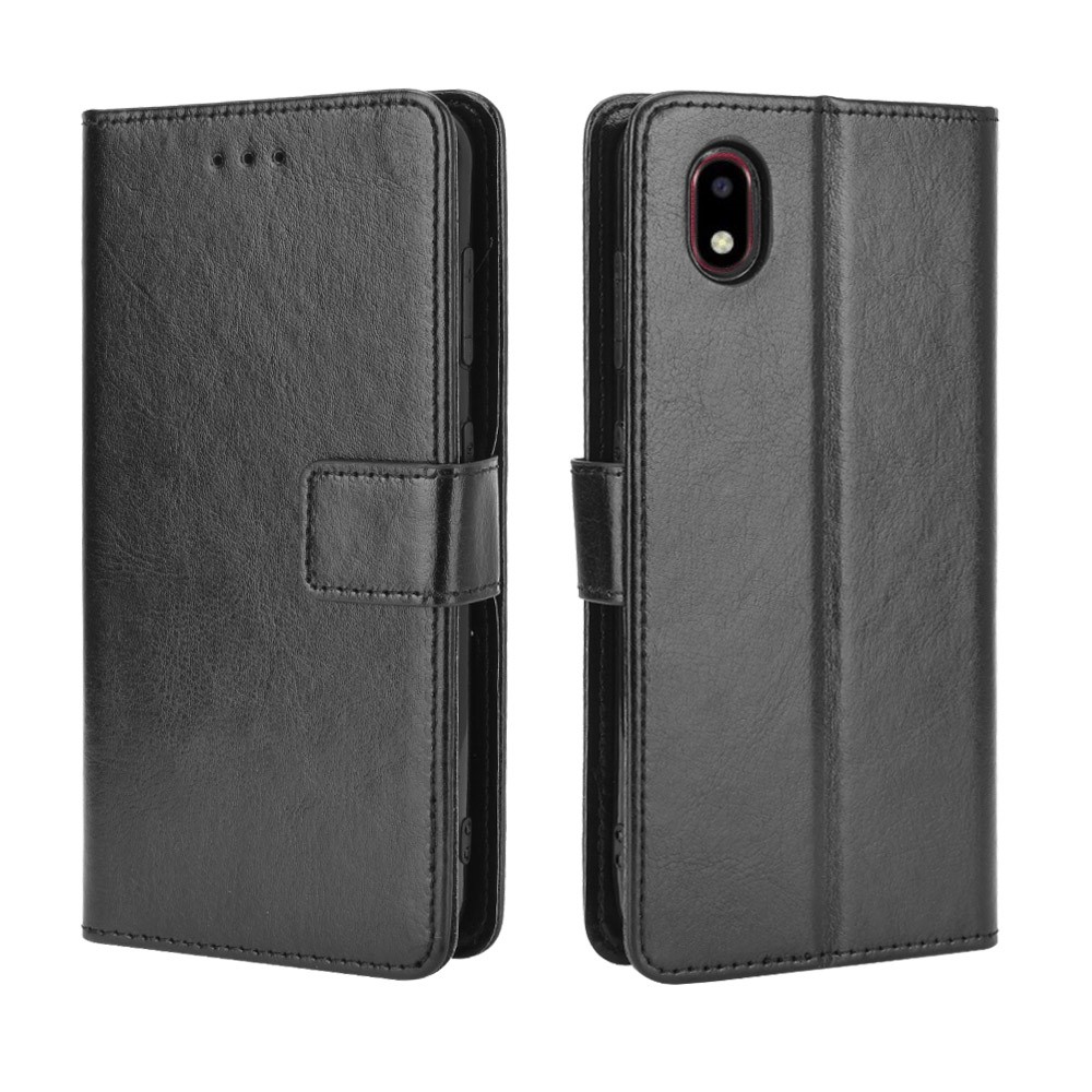 Crazy Horse Texture Protector Willet Stand Cover Case de Cuero Para ZTE Blade A3 (2020) - Negro