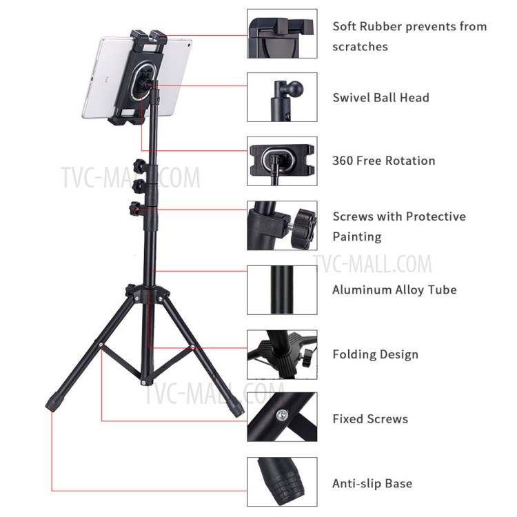 Retractable Adjustable Live Broadcast Mobile Phone Tablet Selfie Stick Tripod-12