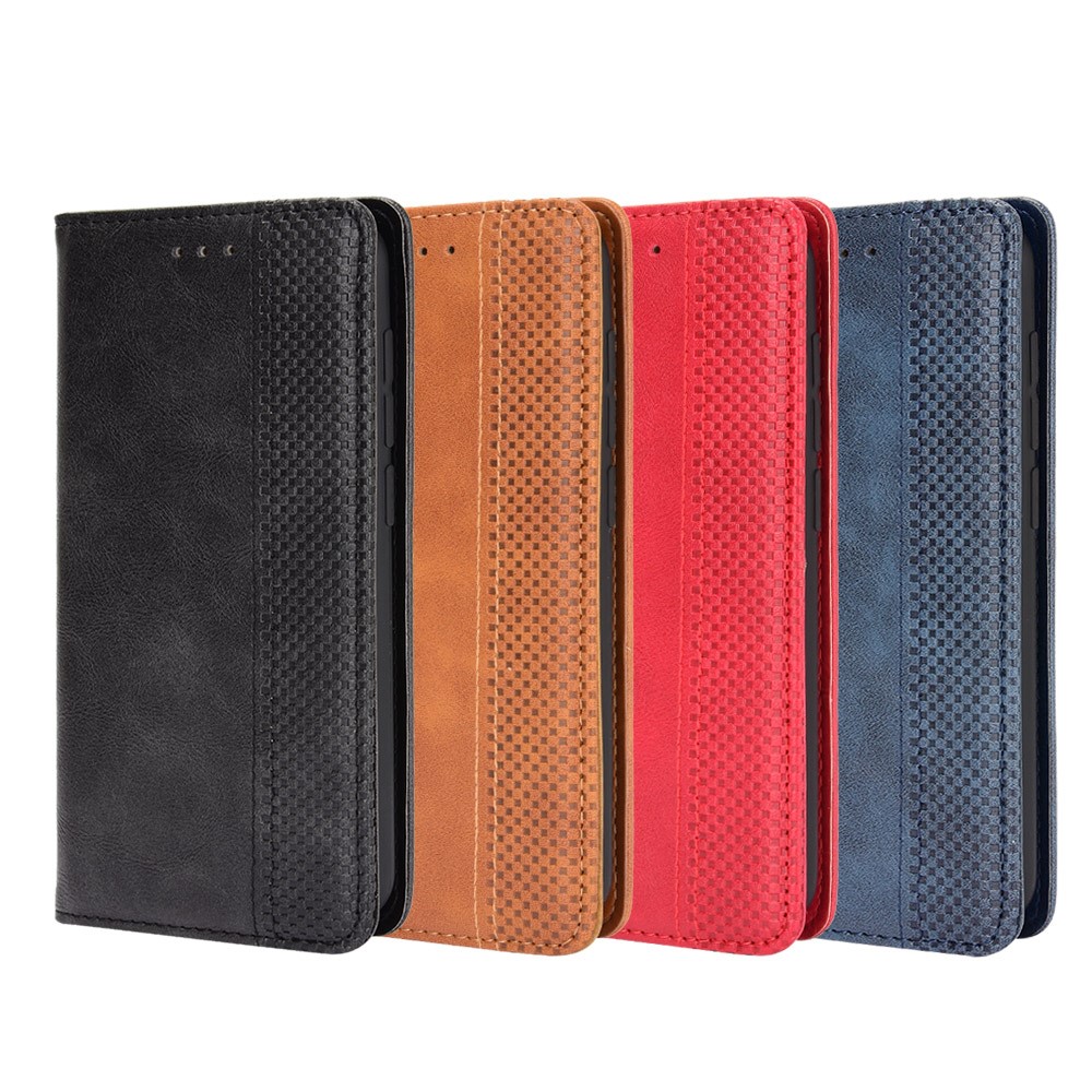 Vintage Vein PU Leather Wallet Phone Cover Shell with Fingerprint Hole for ZTE Blade A7 2020 - Black-12