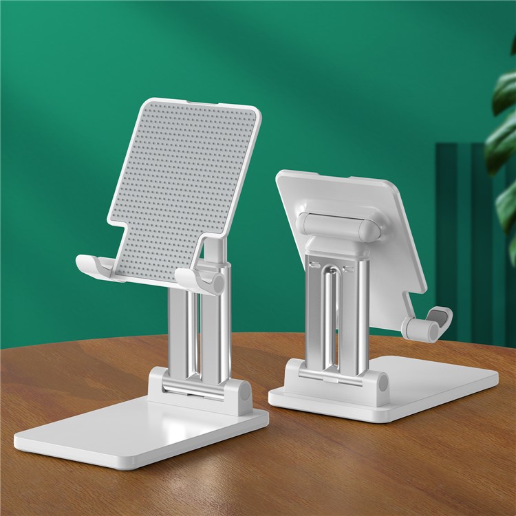 T7 Foldable Desktop Tablet Stand Adjustable Cell Phone Holder Compatible with iPhone iPad - White-1