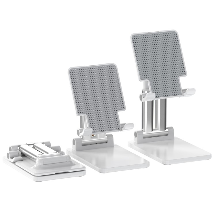 T7 Foldable Desktop Tablet Stand Adjustable Cell Phone Holder Compatible with iPhone iPad - White-3