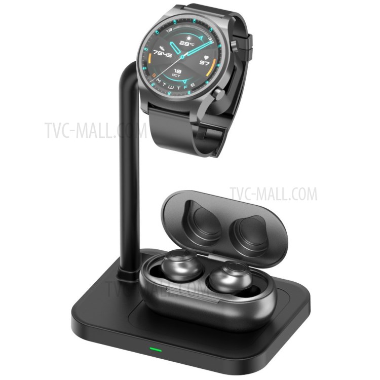AJZJ02SW 2 in 1 Wireless Charger Stand for Apple iPhone iWatch Airpods Headphone - Black-1