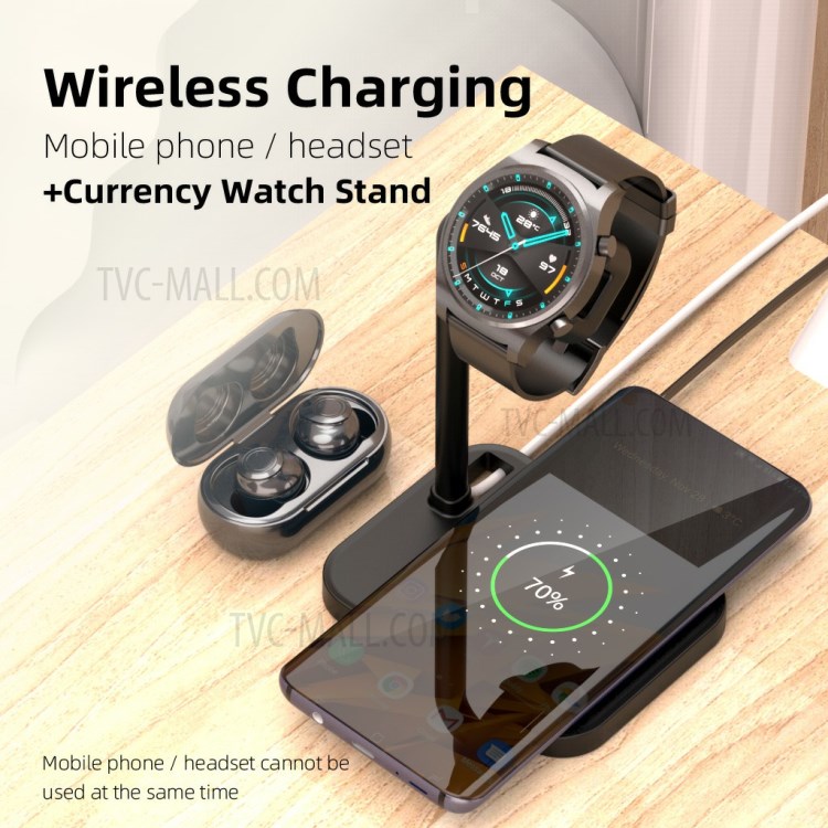 AJZJ02SW 2 in 1 Wireless Charger Stand for Apple iPhone iWatch Airpods Headphone - Black-8