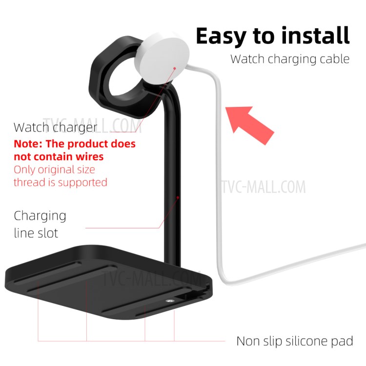 AJZJ01S Watch Charger Stand Nightstand Clock Holder Stand AJZJ03A for Apple Watch Series 6/SE/5/4/3/2/1 - Black-2