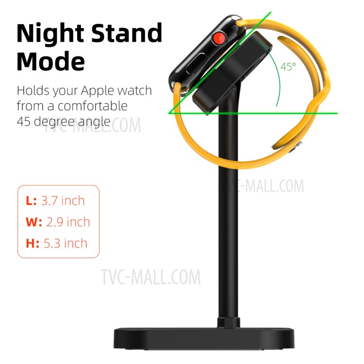 AJZJ01S Watch Charger Stand Nightstand Clock Holder Stand AJZJ03A for Apple Watch Series 6/SE/5/4/3/2/1 - Black-4