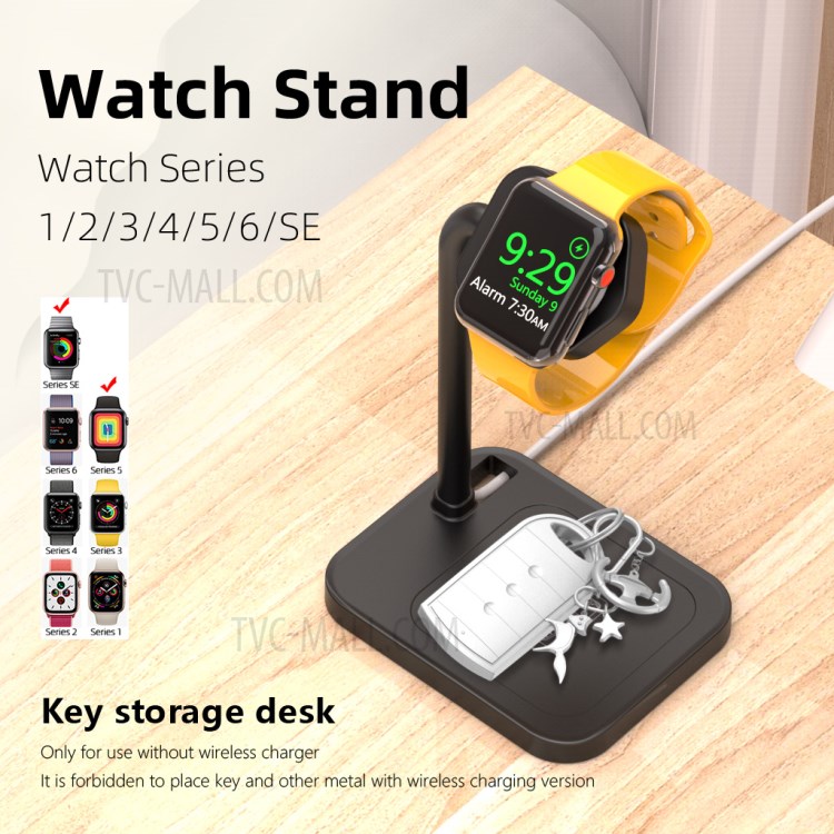 AJZJ01S Watch Charger Stand Nightstand Clock Holder Stand AJZJ03A for Apple Watch Series 6/SE/5/4/3/2/1 - Black-5