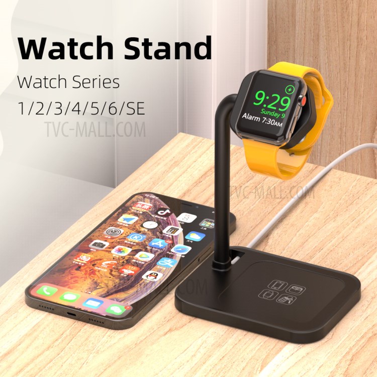 AJZJ01S Watch Charger Stand Nightstand Clock Holder Stand AJZJ03A for Apple Watch Series 6/SE/5/4/3/2/1 - Black-6