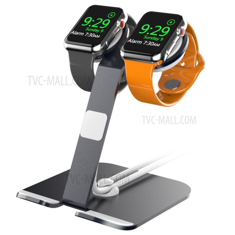 AJZJ04A 2-in-1 Charging Dock Aluminum Alloy Holder Stand for Dual iWatch and iPhone - Black-1