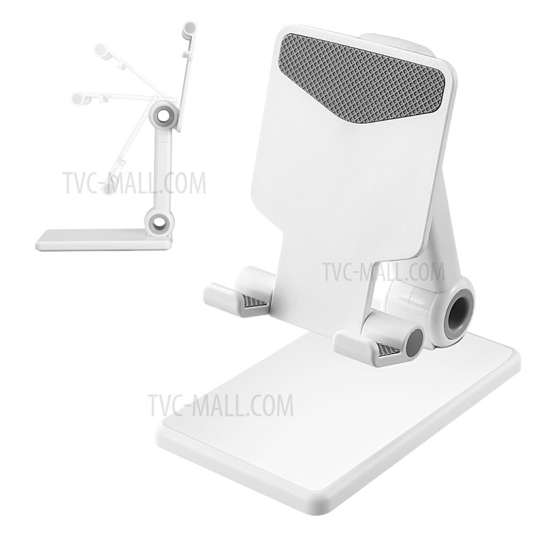 XD05 Foldable Desktop Stand Height and Angle Adjustable Bracket for under 11-inch Phone Tablet - White-1