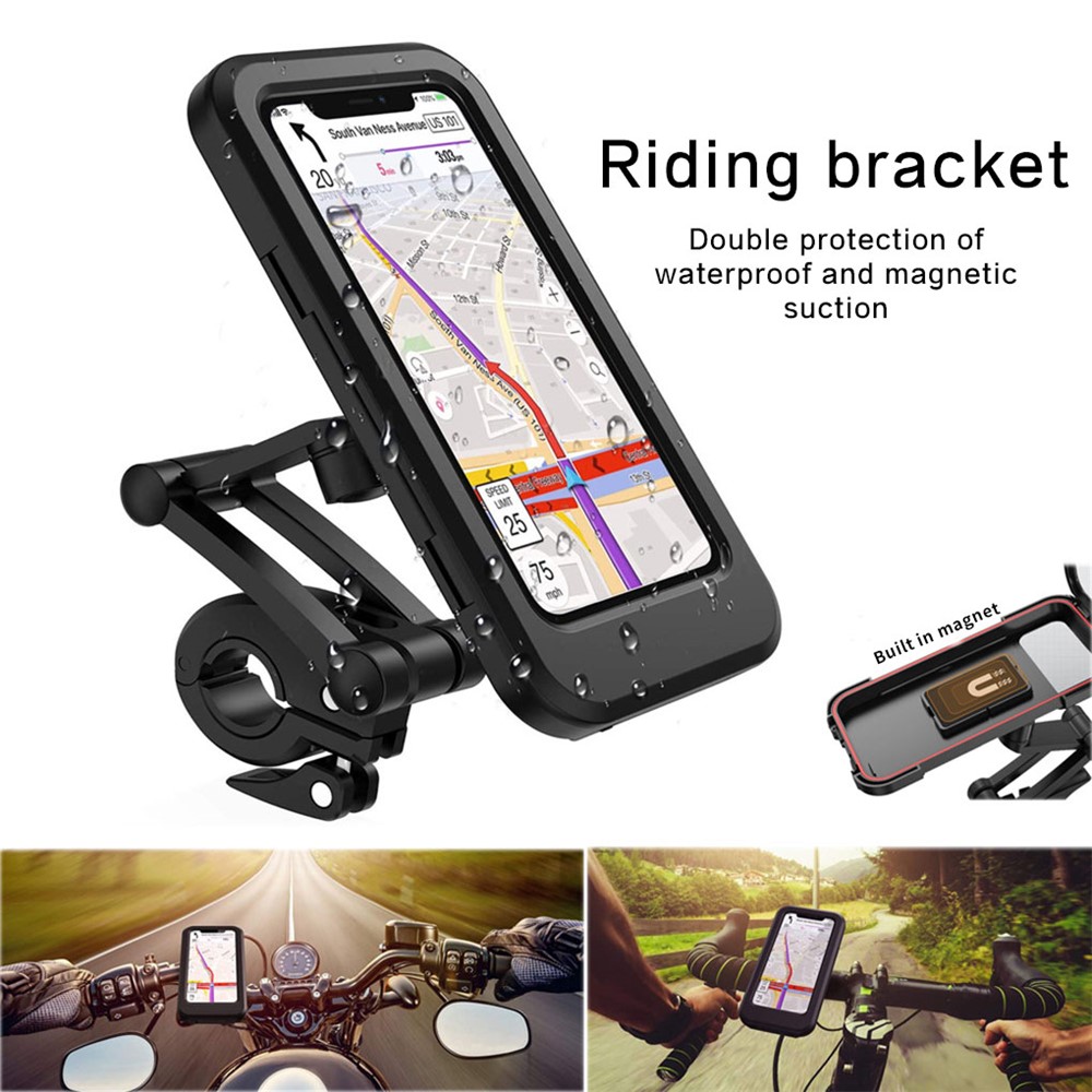 360 ° Rotation Écran Tactile Étanche Bicyclette De Téléphone Portable Support Avec Attraction Magnétique Intégrée