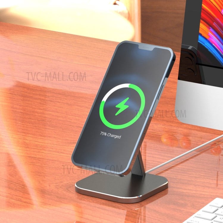 AJZJ05A Magnetic Wireless Charger Phone Holder Desktop Mount (Compatible with Magsafe) for iPhone 12 Series - Black-7