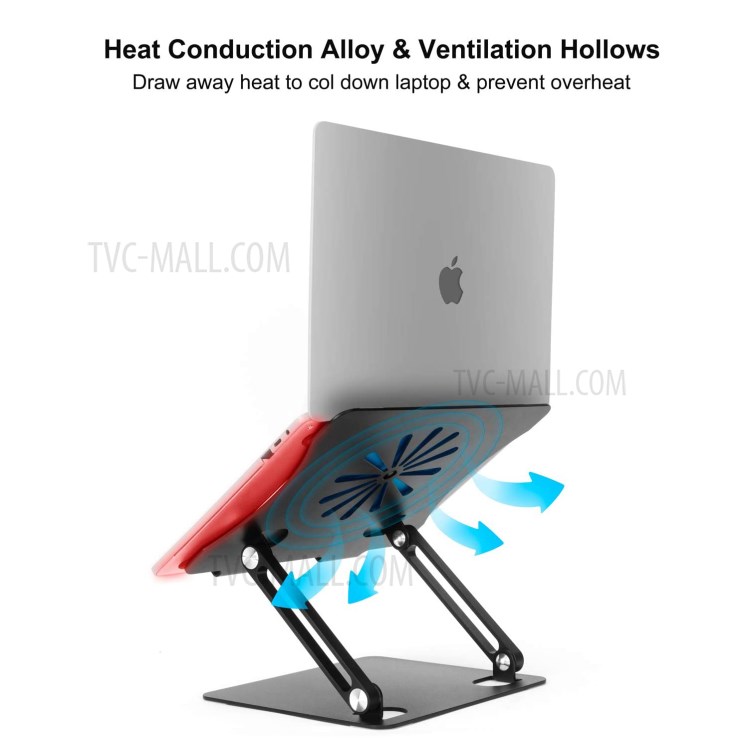 Foldable Laptop Stand Angle Adjustable Notebook Holder with Heat Vent for MacBook Pro Microsoft Surface - Black-4