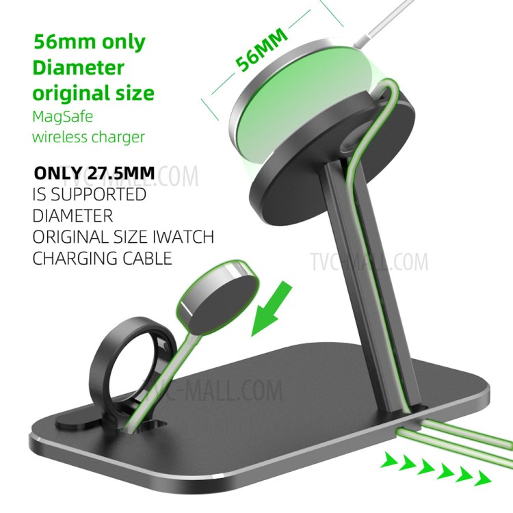 2-in-1 Apple iWatch / iPhone 12 Series MagSafe Magnetic Wireless Charger Charging Holder Desktop Mount AJZJ06A - Black-2