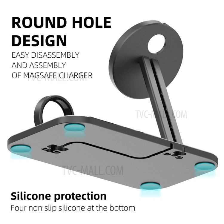 2-in-1 Apple iWatch / iPhone 12 Series MagSafe Magnetic Wireless Charger Charging Holder Desktop Mount AJZJ06A - Black-4