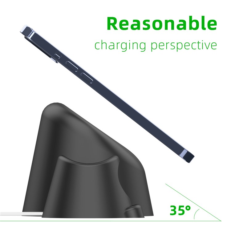 3 in 1 MagSafe Wireless Charging Silicone Dock Station Mount AJGJZJ123 for Apple Device - Black-4