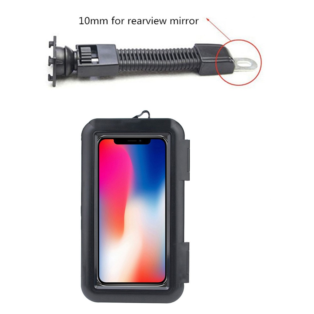 Bicycle Motorcycle Rearview Mirror Mount Phone Holder Waterproof Case for 4.7-6.8inch Cell Phone-6