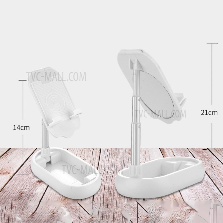 Universal Desktop Tablet Holder Folding Adjustable Phone Stand with Mirror-4