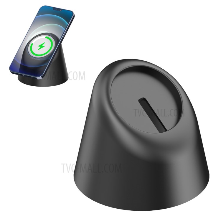 Silicone Charging Dock Station Mount AJGJZJ12 for MagSafe Magnetic Wireless Charger of Apple Device - Black-1