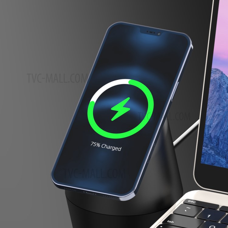 Silicone Charging Dock Station Mount AJGJZJ12 for MagSafe Magnetic Wireless Charger of Apple Device - Black-10