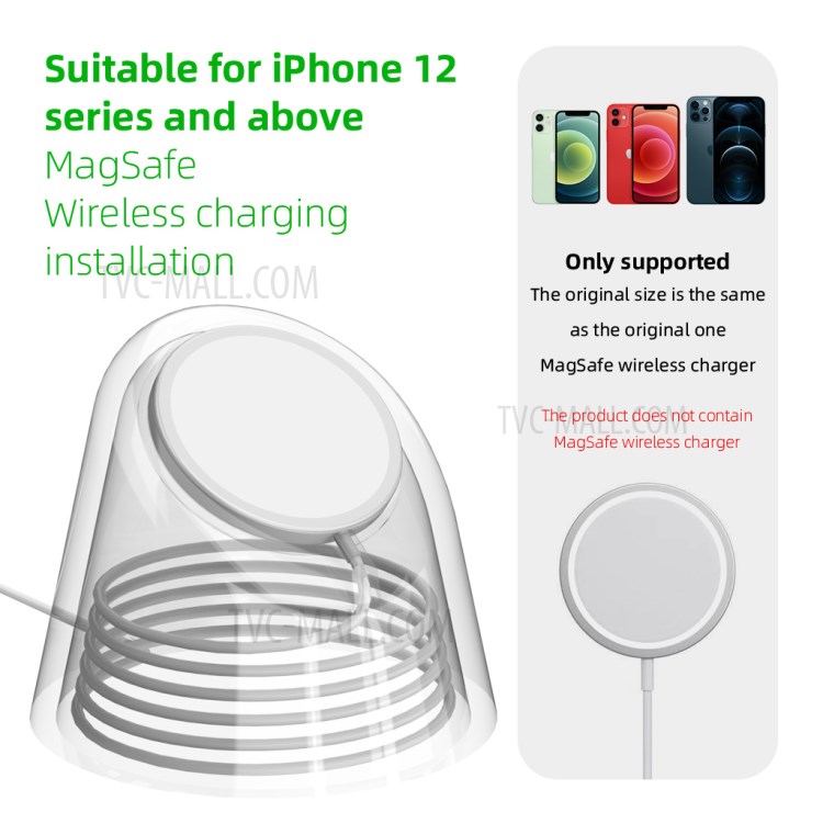 Silicone Charging Dock Station Mount AJGJZJ12 for MagSafe Magnetic Wireless Charger of Apple Device - Black-11