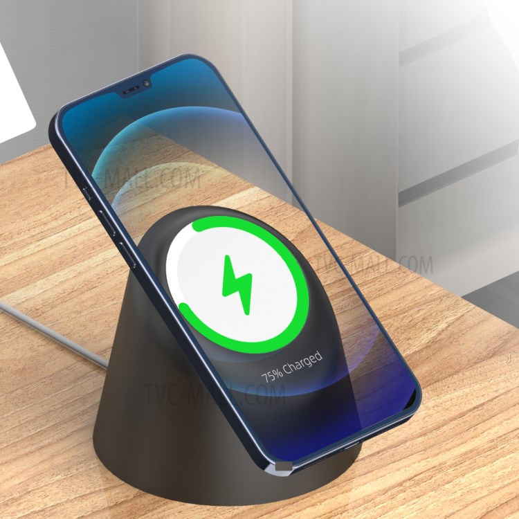 Silicone Charging Dock Station Mount AJGJZJ12 for MagSafe Magnetic Wireless Charger of Apple Device - Black-3
