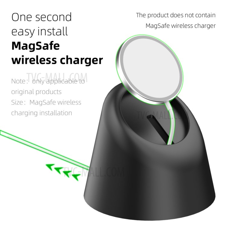 Silicone Charging Dock Station Mount AJGJZJ12 for MagSafe Magnetic Wireless Charger of Apple Device - Black-7