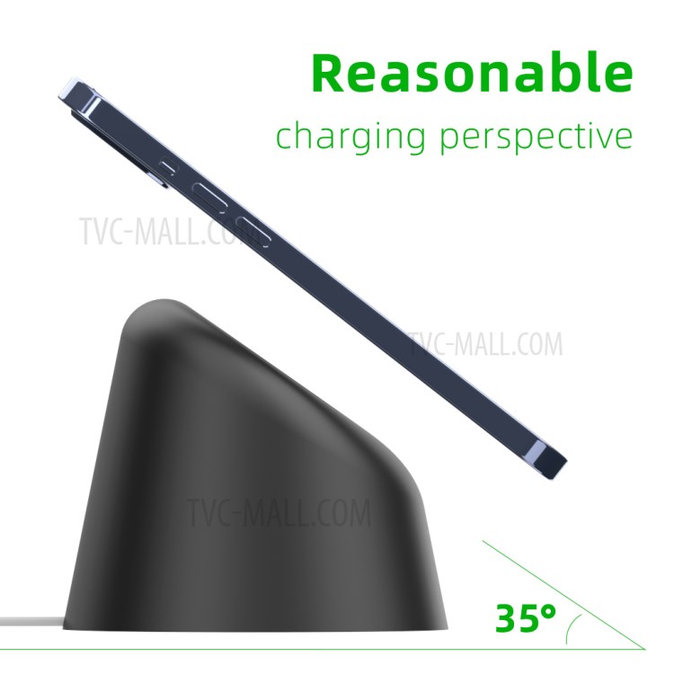 Silicone Charging Dock Station Mount AJGJZJ12 for MagSafe Magnetic Wireless Charger of Apple Device - Black-8