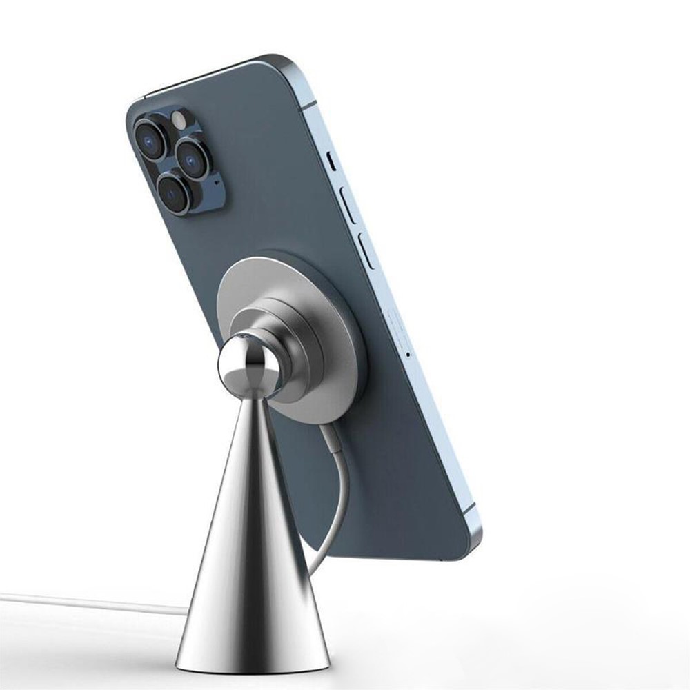 X18+ 360° Rotatable Magsafe Wireless Charger Magnetic Bracket Magsafe Holder for iPhone 12 Series Smartphones - Silver-1