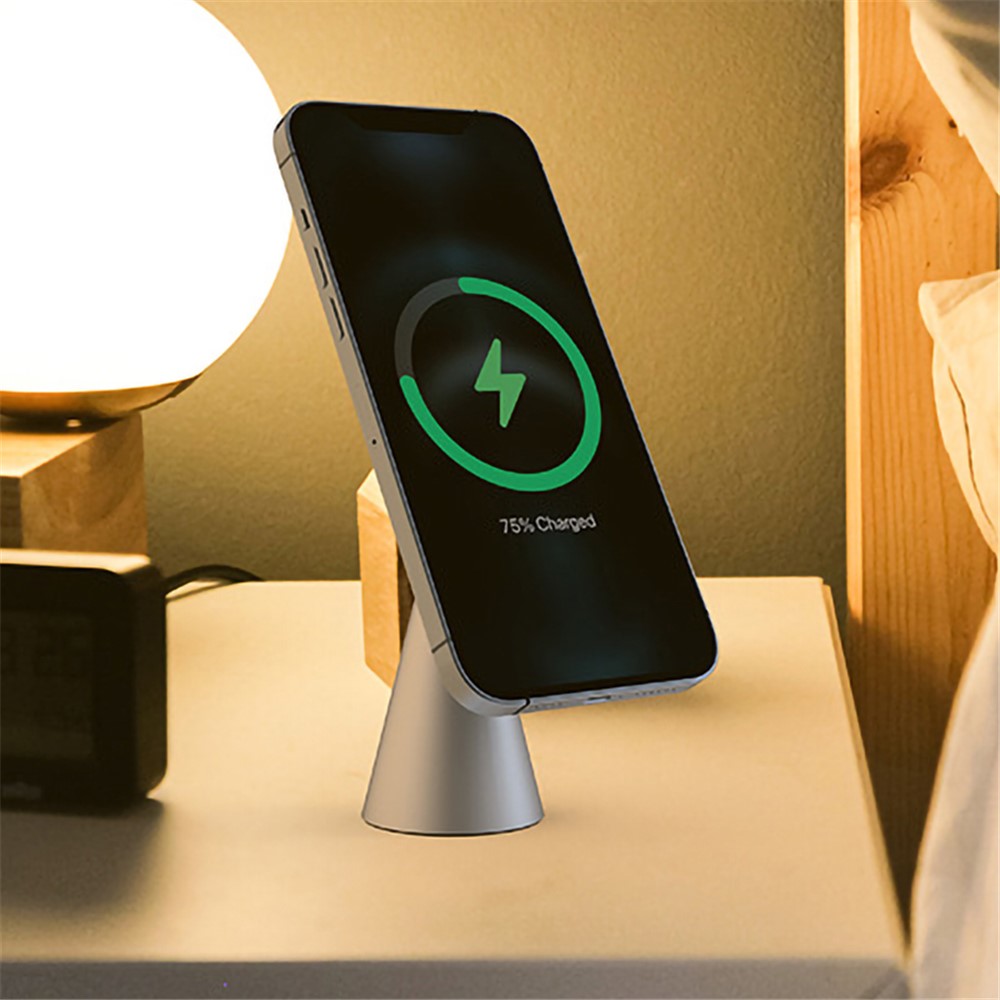 X18+ 360° Rotatable Magsafe Wireless Charger Magnetic Bracket Magsafe Holder for iPhone 12 Series Smartphones - Silver-8